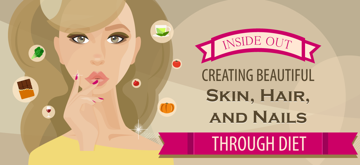 Illustration of beauty tips for skin, hair, and nails.